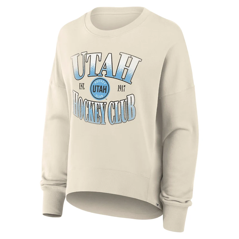 Women's Fanatics Cream Utah Hockey Club Oversized Slice Pullover Sweatshirt