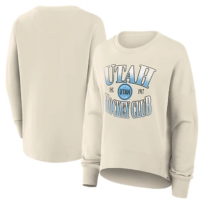 Women's Fanatics Cream Utah Hockey Club Oversized Slice Pullover Sweatshirt
