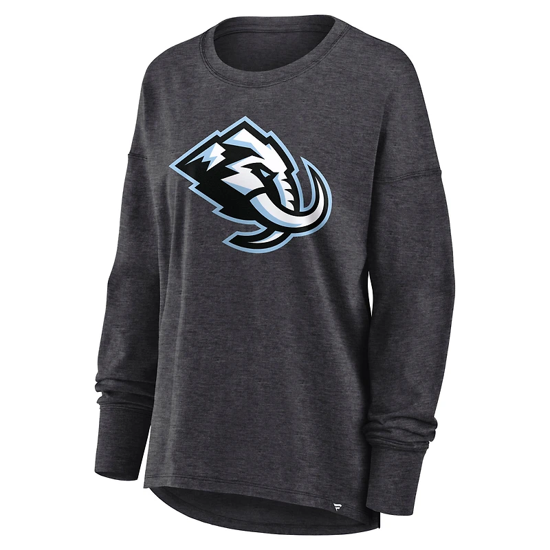 Women's Fanatics Heather Charcoal Utah Mammoth Primary Logo Legacy Long Sleeve T-Shirt