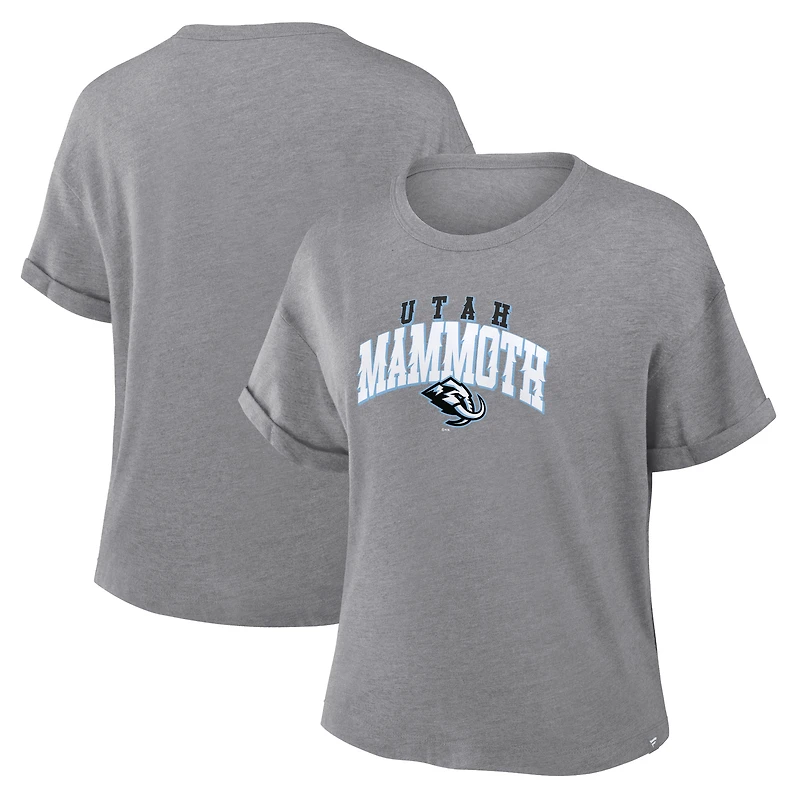 T-shirt boxy tri-blend gris chiné Fanatics pour femme, hommage aux Mammoths de l'Utah