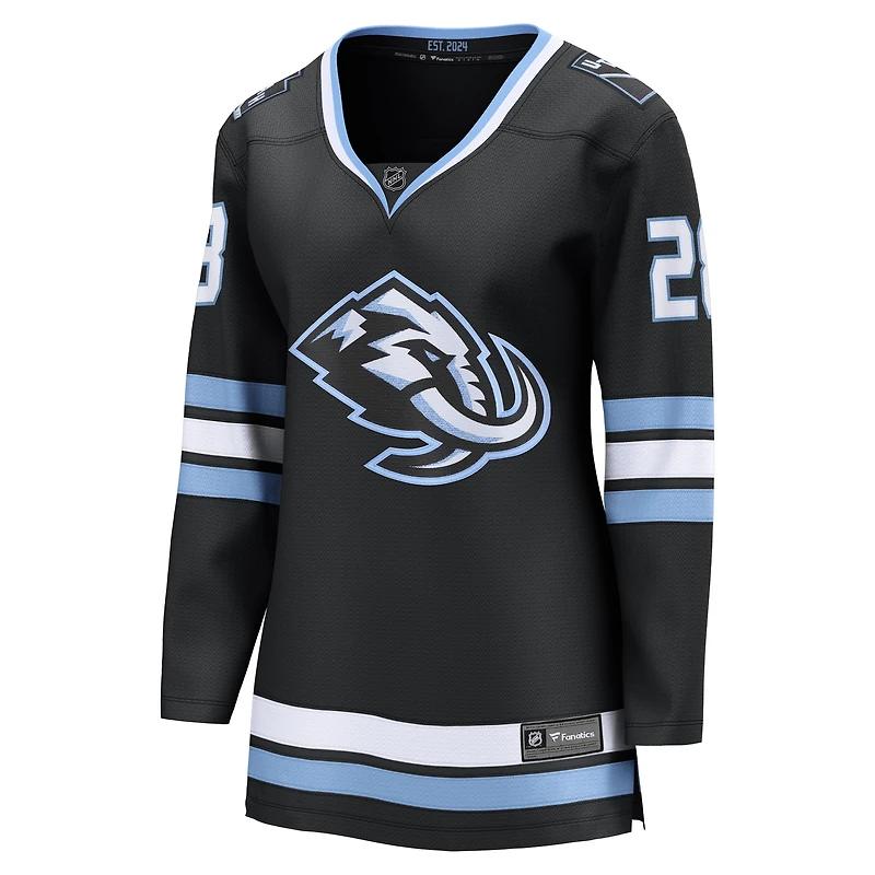 Maillot de joueur échappé à domicile des Utah Mammoth Black Ian Cole, fanatiques féminines
