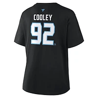 Women's Fanatics Logan Cooley Black Utah Mammoth Authentic Stack Name & Number T-Shirt