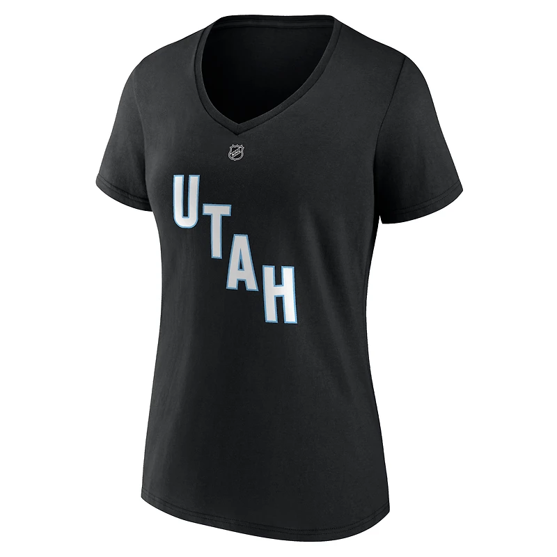 T-shirt col V authentique avec nom et numéro de l'Utah Mammoth Nick Schmaltz pour femmes