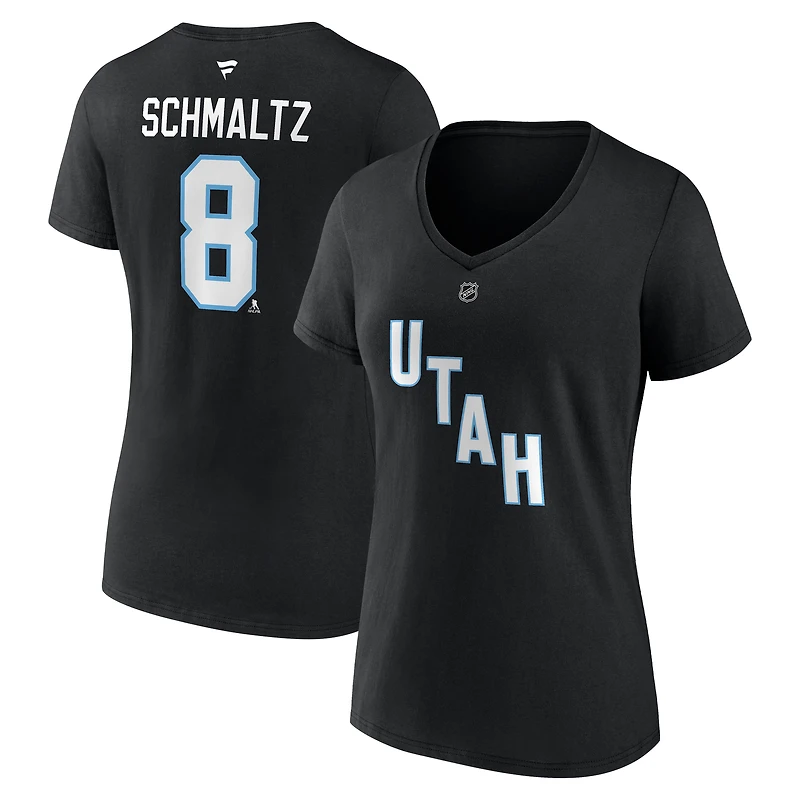 T-shirt col V authentique avec nom et numéro de l'Utah Mammoth Nick Schmaltz pour femmes