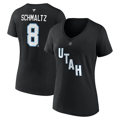 T-shirt col V authentique avec nom et numéro de l'Utah Mammoth Nick Schmaltz pour femmes