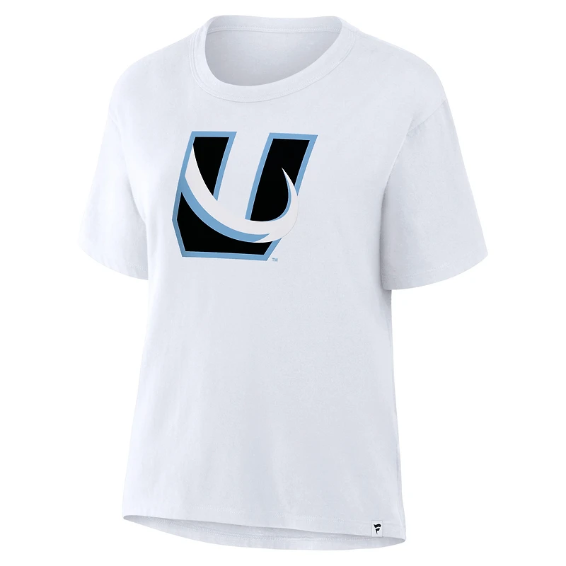 T-shirt blanc fanatique pour femme avec logo alternatif Utah Mammoth Legacy