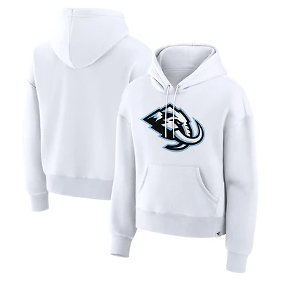 Sweat à capuche en polaire blanc Utah Mammoth avec logo principal pour femme