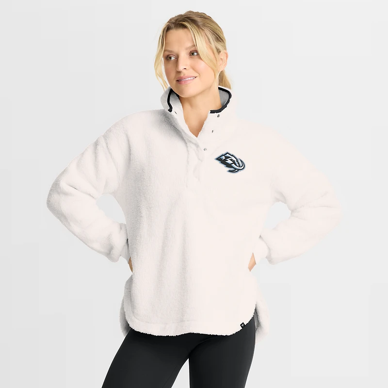 Women's Fanatics White Utah Mammoth Rush Sherpa Half-Snap Pullover