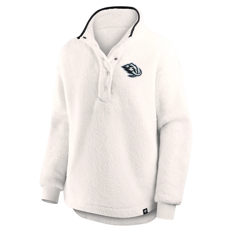 Pull à demi-boutons-pression Fanatics White Utah Mammoth Rush Sherpa pour femme