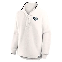 Pull à demi-boutons-pression Fanatics White Utah Mammoth Rush Sherpa pour femme