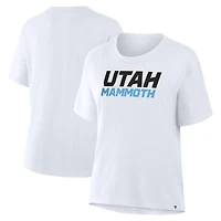 T-shirt blanc fanatique pour femme avec inscription Utah Mammoth Legacy