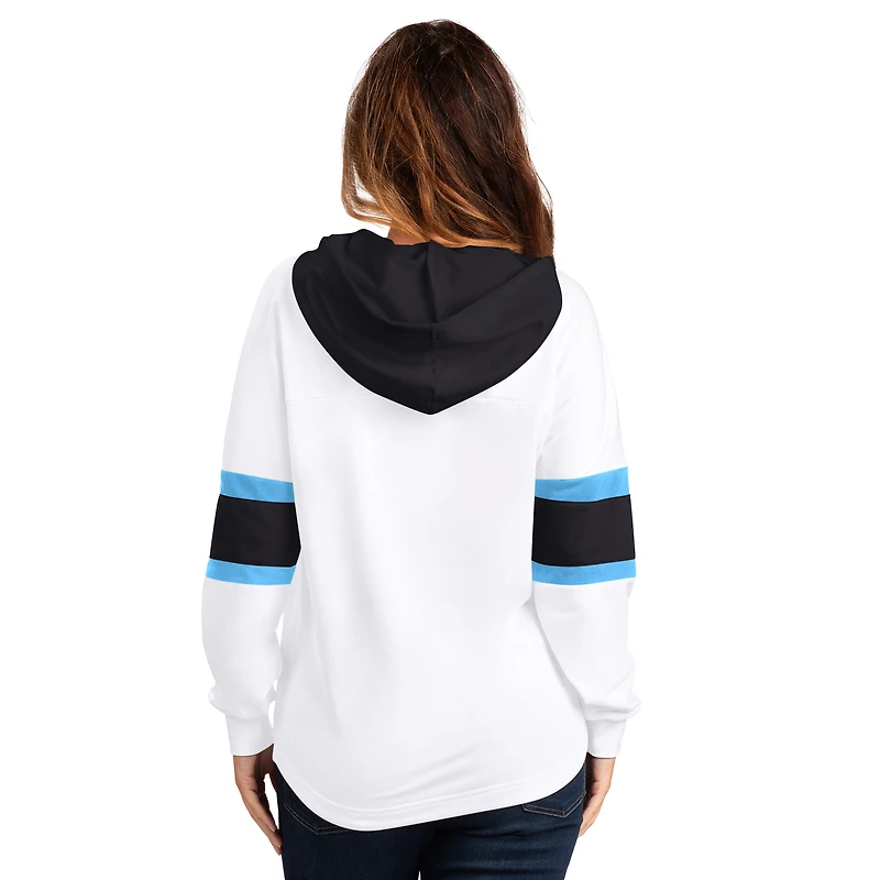 T-shirt à capuche et lacets manches longues pour femme G-III 4Her par Carl Banks, blanc, Utah Mammoth Goal Zone