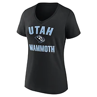 T-shirt à col en V noir Utah Mammoth Arch Victory avec logo athlétique pour femme