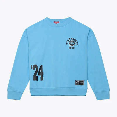Women's Mitchell & Ness  Blue Utah Mammoth Crewneck Sweatshirt