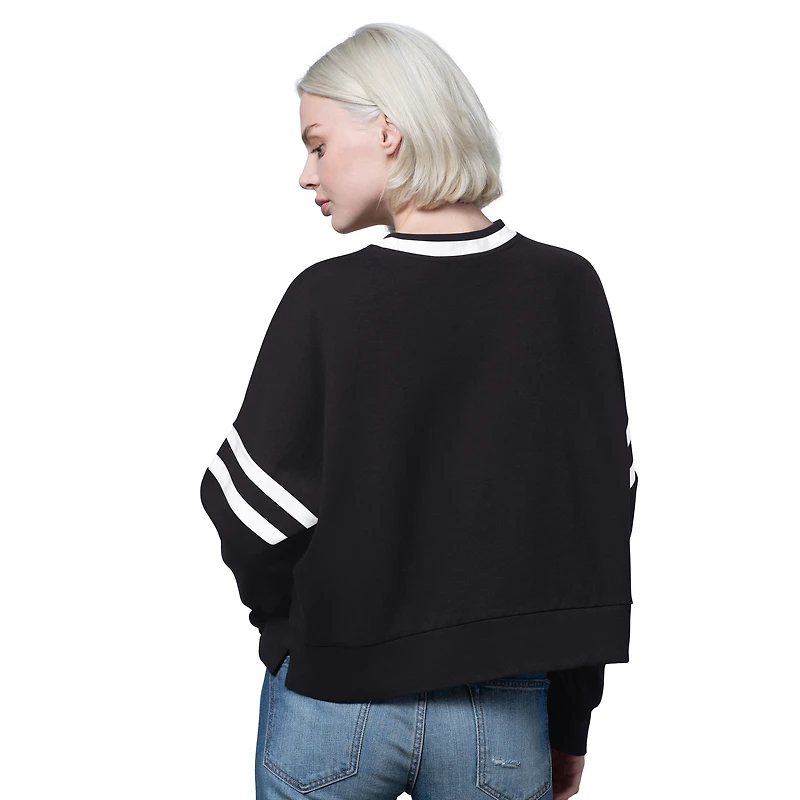 Women's Starter Black Utah Mammoth Rally Fleece Cropped Sweatshirt