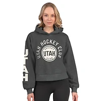 Sweat à capuche court en polaire Starter Heather Charcoal Utah Mammoth Star Player pour femme