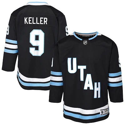Maillot de joueur premier plan à domicile Clayton Keller Black Utah Hockey Club pour jeunes