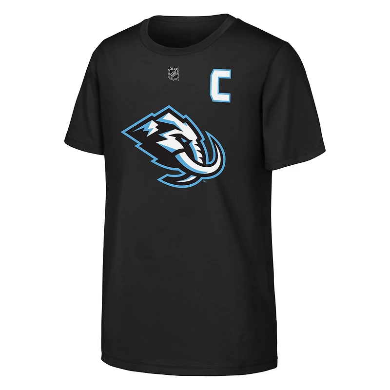 T-shirt noir avec nom et numéro du capitaine des Utah Mammoths Clayton Keller pour jeunes Outerstuff