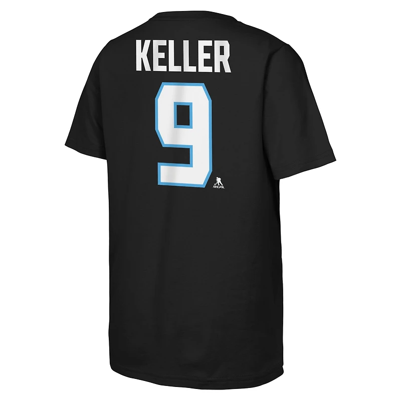 T-shirt noir avec nom et numéro du capitaine des Utah Mammoths Clayton Keller pour jeunes Outerstuff