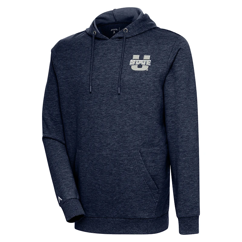 Sweat à capuche Action Antigua Heather Navy pour homme des Utah State Aggies