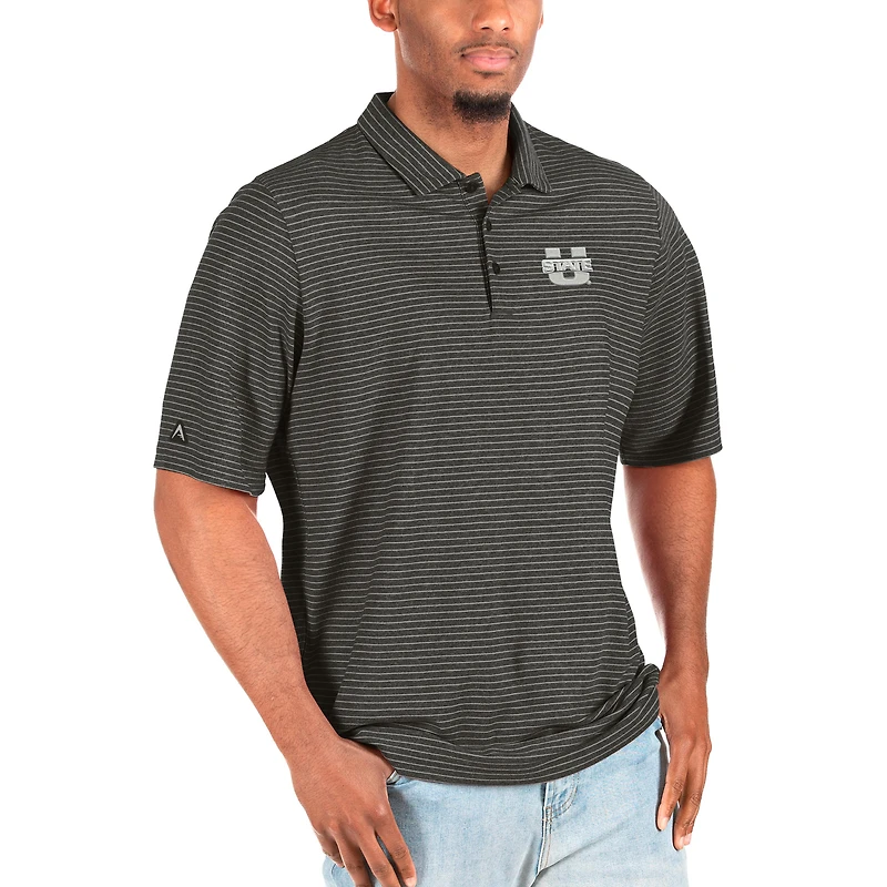Polo Antigua chiné noir/argenté pour homme, coupe grande taille, Utah State Aggies