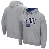 Men's Colosseum  Heather Gray Utah State Aggies Arch & Logo Hoodie