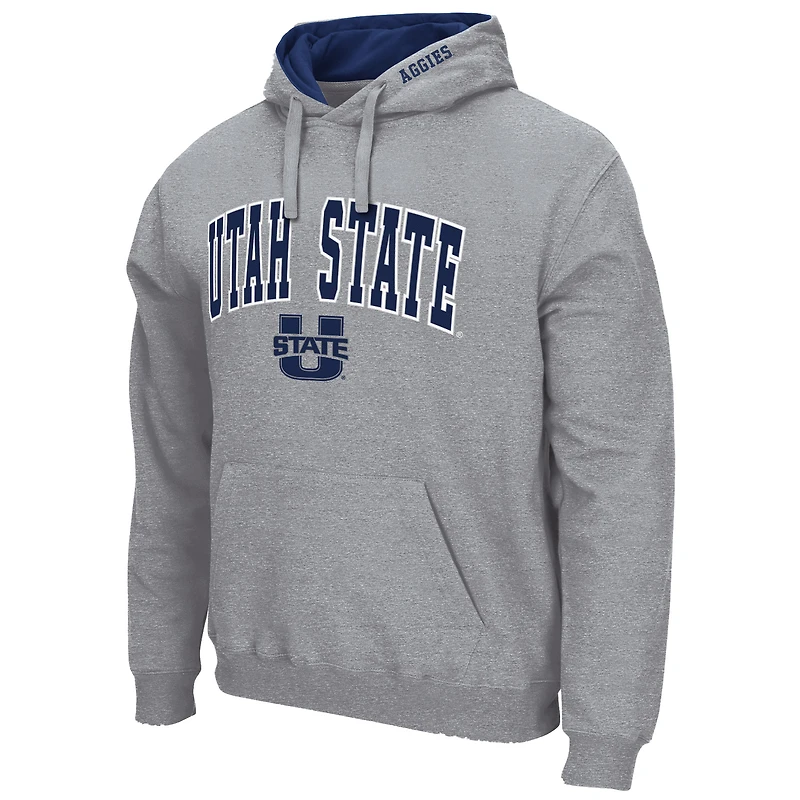 Colosseum Heathered Grey Utah State Aggies Arch and Logo Pull à capuche pour homme