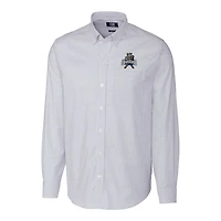 Men's Cutter & Buck Light Blue Utah State Aggies Vault Stretch Oxford Stripe Long Sleeve Button-Down Shirt