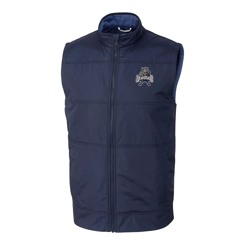Men's Cutter & Buck Navy Utah State Aggies Vault Big Tall Stealth Hybrid Windbreaker Full-Zip Vest