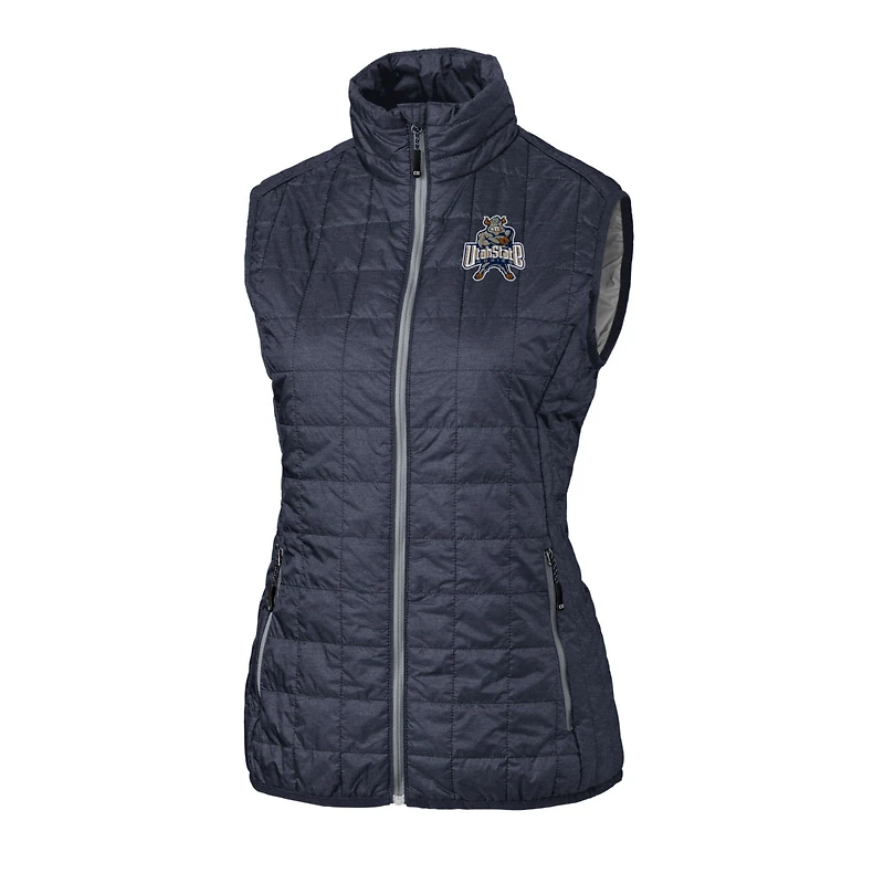 Women's Cutter & Buck Heather Navy Utah State Aggies Vault Rainier PrimaLoft Eco Full-Zip Puffer Vest