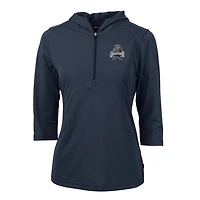 Women's Cutter & Buck Navy Utah State Aggies Vault Virtue Eco Pique Recycled Half-Zip Pullover Hoodie