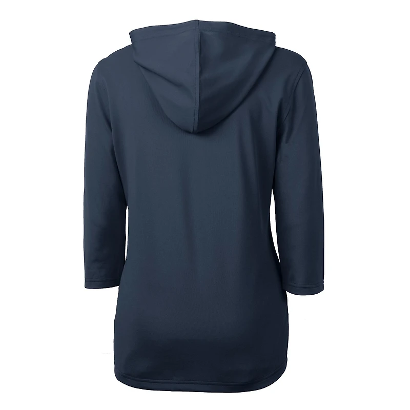 Women's Cutter & Buck Navy Utah State Aggies Vault Virtue Eco Pique Recycled Half-Zip Pullover Hoodie