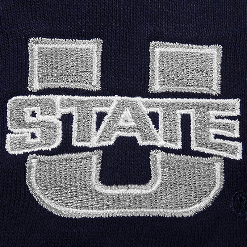 Women's Stadium Athletic Navy Utah State Aggies Arched Name Full-Zip Hoodie