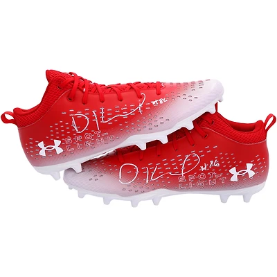 Dalton Kincaid Utah Utes Autographed Player-Issued Red Under Armour Cleats from the 2020-22 NCAA Football Seasons 