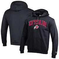 Sweat à capuche noir Champion pour homme avec logo Arch Over des Utah Utes