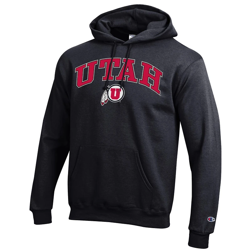 Men's Champion  Black Utah Utes Arch Over Logo Pullover Hoodie