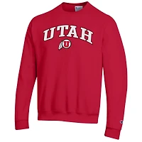 Men's Champion  Red Utah Utes Arch Over Logo Pullover Sweatshirt