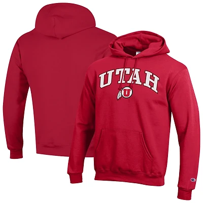 Men's Champion  Scarlet Utah Utes Arched Logo Fleece Pullover Hoodie