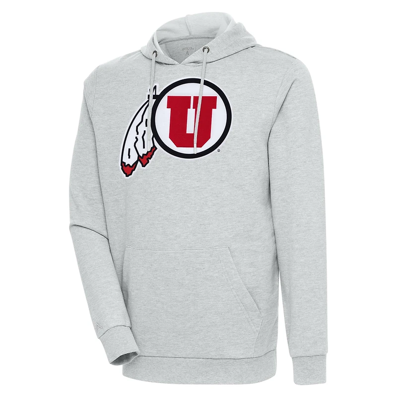 Sweat à capuche logo Antigua Heather Grey pour homme, Utah Utes