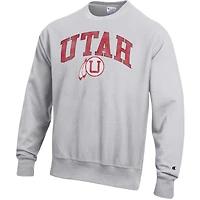 Sweat-shirt ras du cou gris Champion pour homme, motif arche vieillie sur le logo des Utah Utes