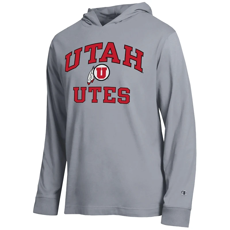Men's Champion  Heather Gray Utah Utes High Motor All-Star Long Sleeve Hooded T-Shirt