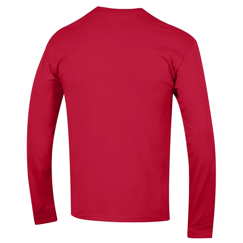 Men's Champion Red Utah Utes Arch Over Logo 2-Hit Long Sleeve T-Shirt