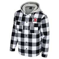 Veste à capuche entièrement zippée carreaux Buffalo Colosseum pour homme, noire/blanche, Utah Utes