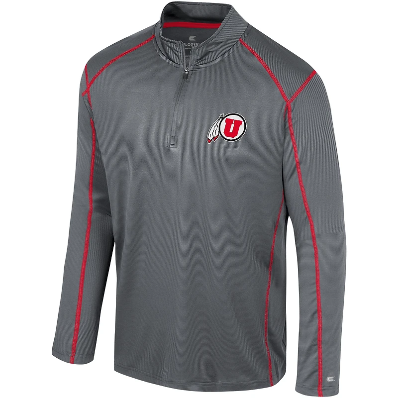 Men's Colosseum Black Utah Utes Cameron Quarter-Zip Windshirt