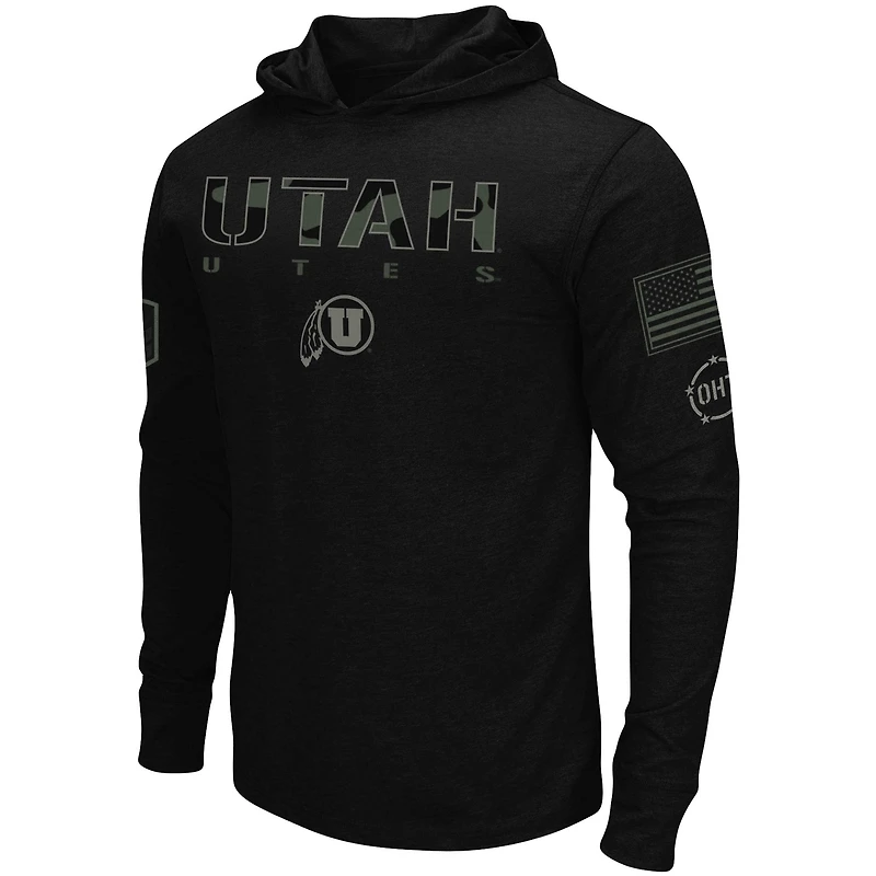 Colosseum Black Utah Utes OHT Military Appreciation Hoodie T-shirt à manches longues pour homme