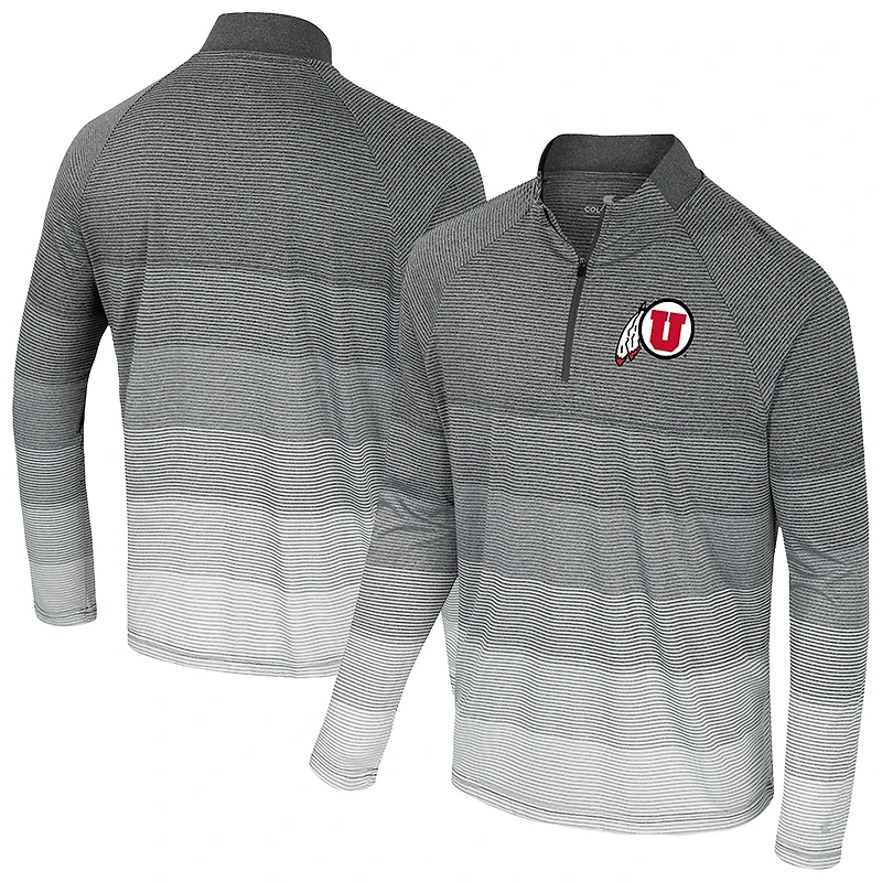 Coupe-vent raglan à rayures en maille et quart de zip pour homme, gris Colosseum, Utah Utes AI