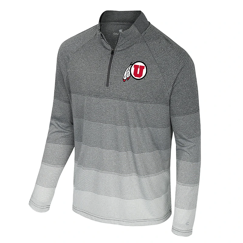Coupe-vent raglan à rayures en maille et quart de zip pour homme, gris Colosseum, Utah Utes AI