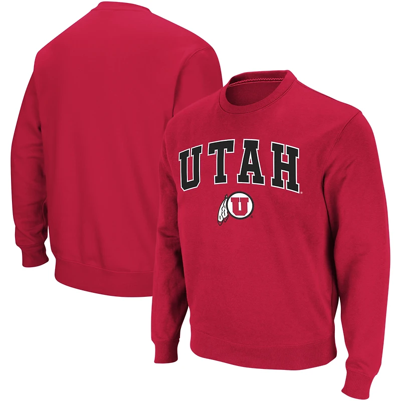 Colosseum Red Utah Utes Arch & Logo Crew Neck Sweat-shirt pour homme