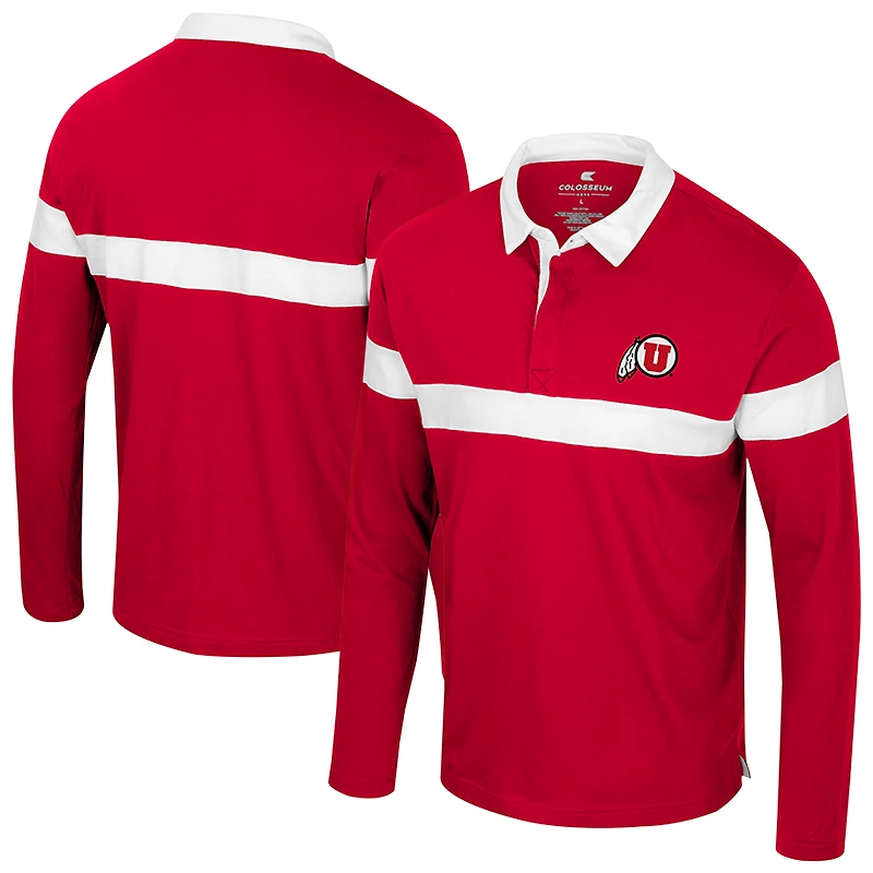 Polo à manches longues rouge Colosseum pour homme Utah Utes Too Cool For School