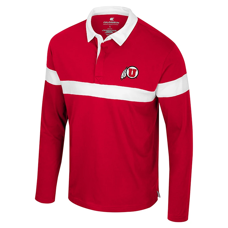 Polo à manches longues rouge Colosseum pour homme Utah Utes Too Cool For School